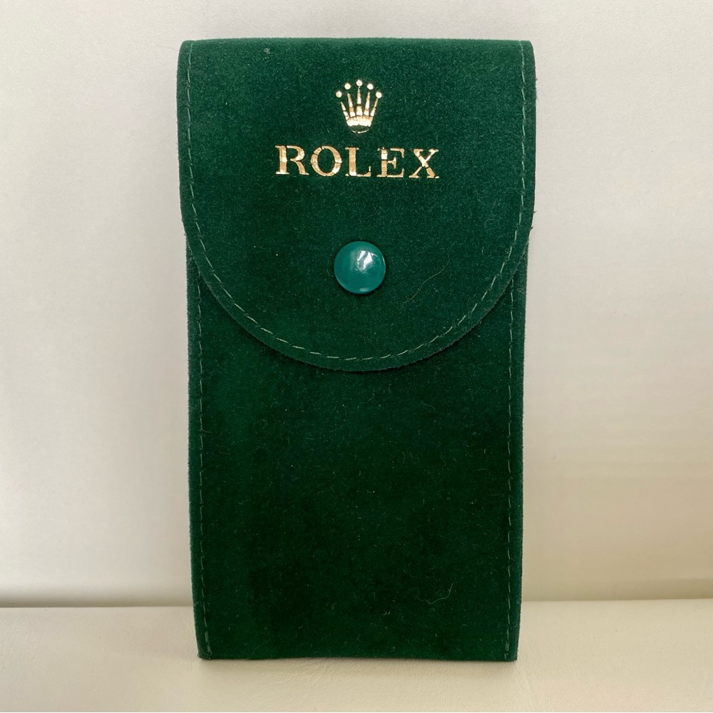 Rolex Watch Travel Jewelry Case Soft Pouch + Insert in Green & Gold